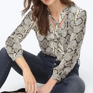 J. Crew Drapey tie-neck top in snakeskin print size 4